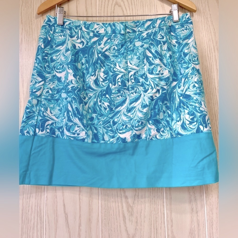 MICHAEL Michael Kors Womens Swirl Print Colorblock A-Line Skirt Blue 10 EUC - Picture 4 of 4